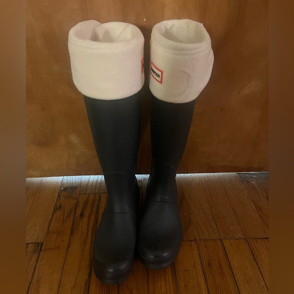Hunter Black Boots with boot socks included